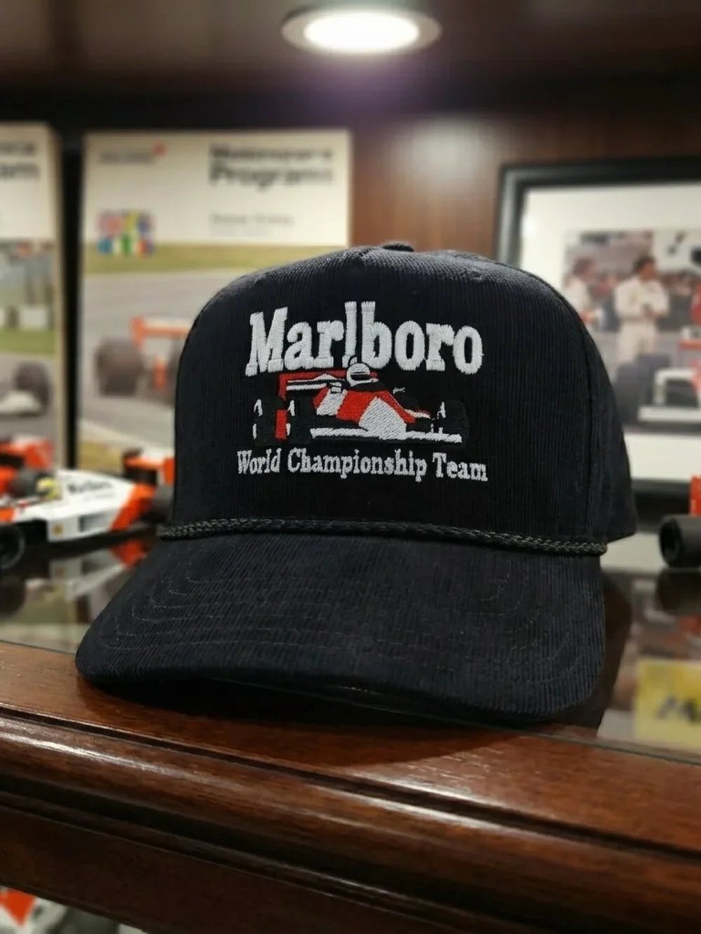 Marlboro Racing F1 World Championship Embroidered Corduroy Rope Hat Snapback GP